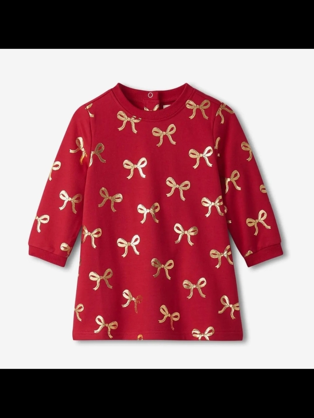 Hatley Kids Red Long Sleeve Gold Bow Print Dress - Size 4T